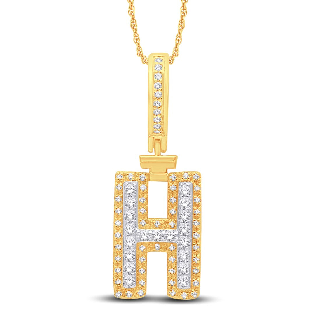 10 Karat White Gold 0.32 Carat Diamonds Initial (H) HipHop Pendant-1026154-WG