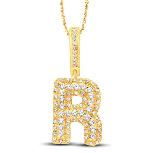 10 Karat White Gold 0.31 Carat Diamonds Initial (R) HipHop Pendant-1026159-WG