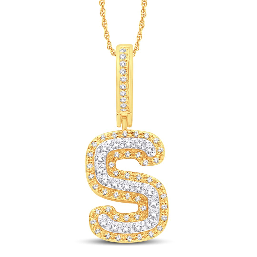 10 Karat White Gold 0.31 Carat Diamonds Initial (S) HipHop Pendant-1026160-WG