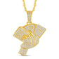 10 Karat All Yellow Gold 1.45 Carat Diamonds Hand Hold Money Dollar HipHop Pendant-1026022-ALY