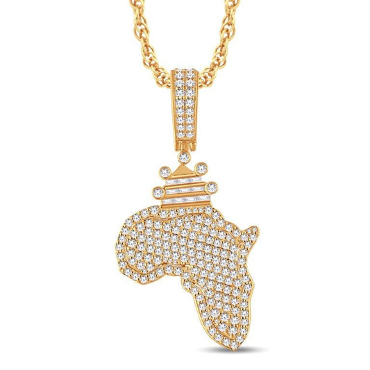 10 Karat All Yellow Gold 2.75 Carat Diamonds Africa HipHop Pendant-1025829-ALY