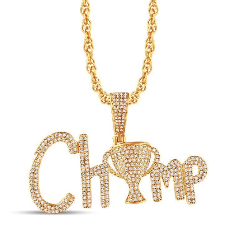 10 Karat All Yellow Gold 0.90 Carat Diamonds CHAMP Cup HipHop Pendant-1025849-ALY