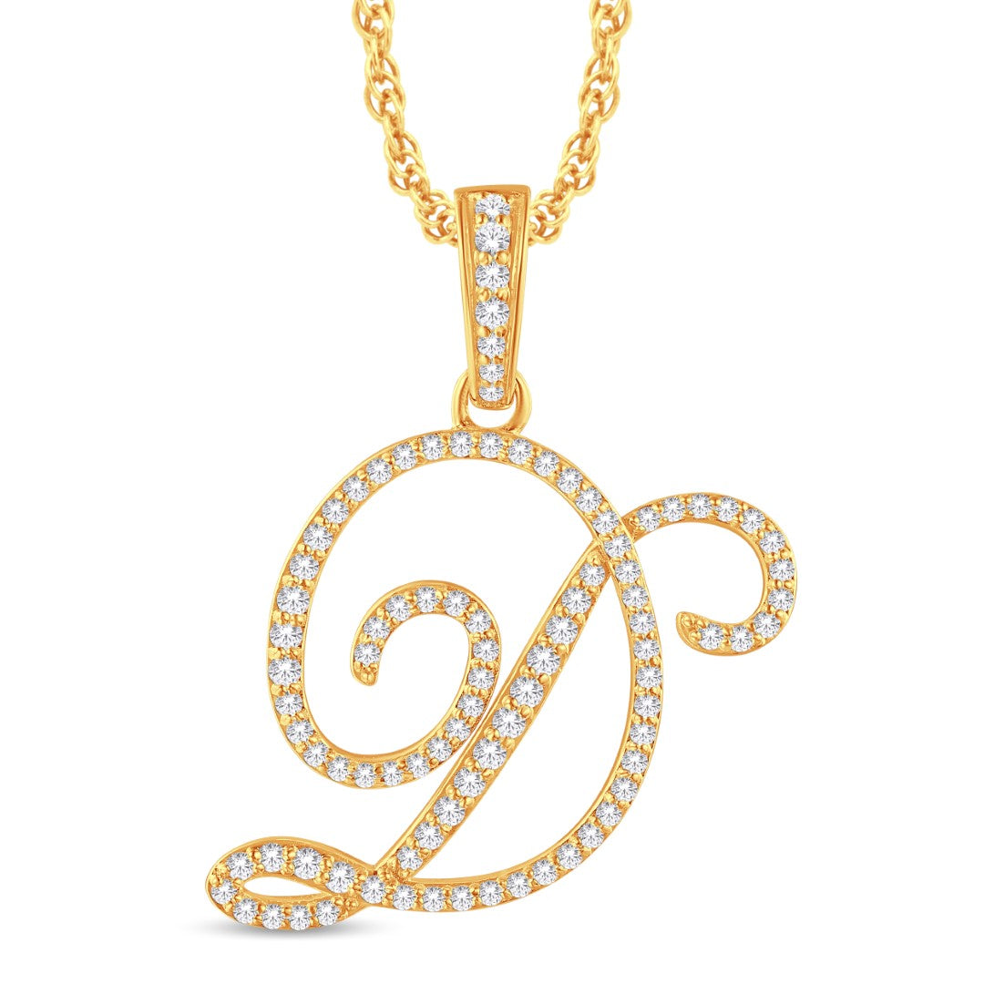 10 Karat All Yellow Gold 0.97 Carat Diamonds Initial (D) HipHop Pendant-1026184-ALY