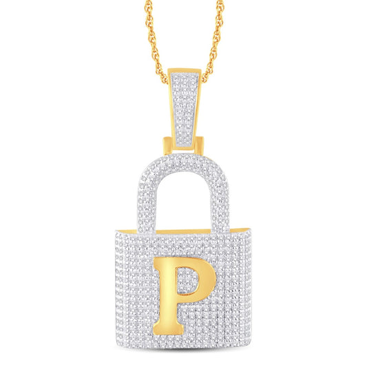 10 Karat Yellow Gold 0.94 Carat Diamonds Lock HipHop Pendant-1026214-YG