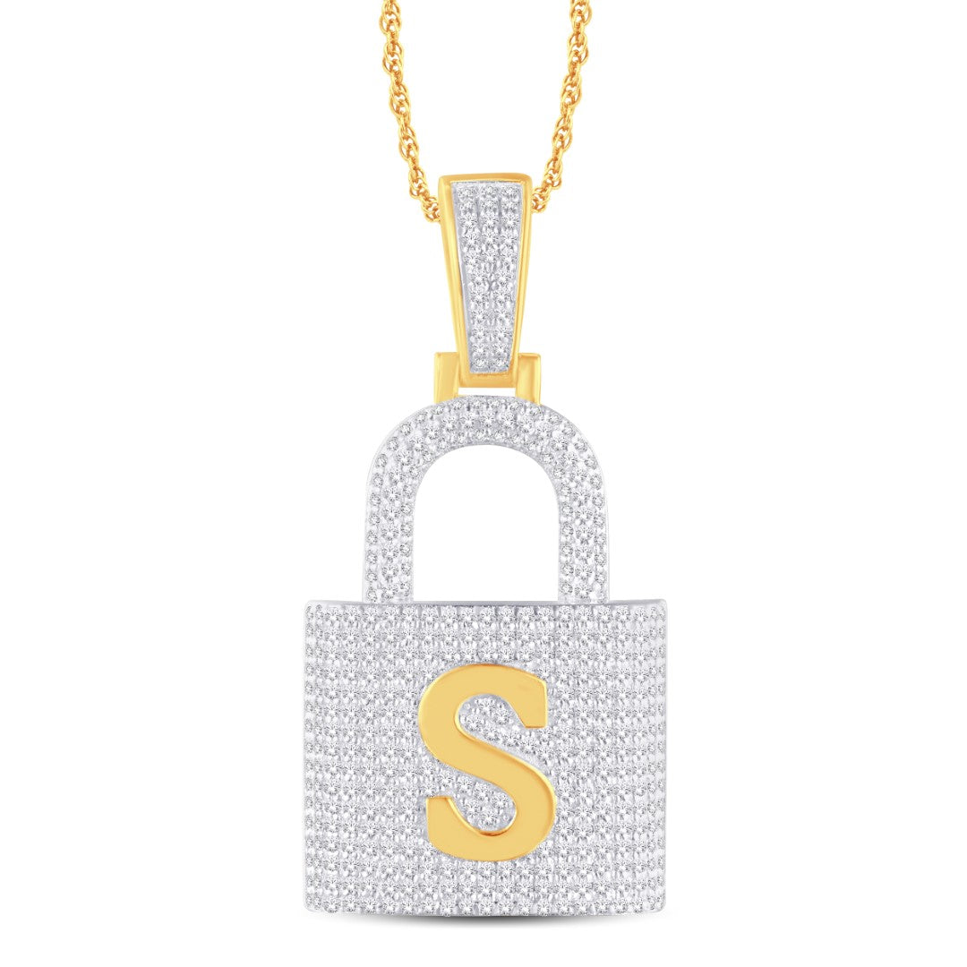 10 Karat Yellow Gold 0.97 Carat Diamonds Lock HipHop Pendant-1026215-YG