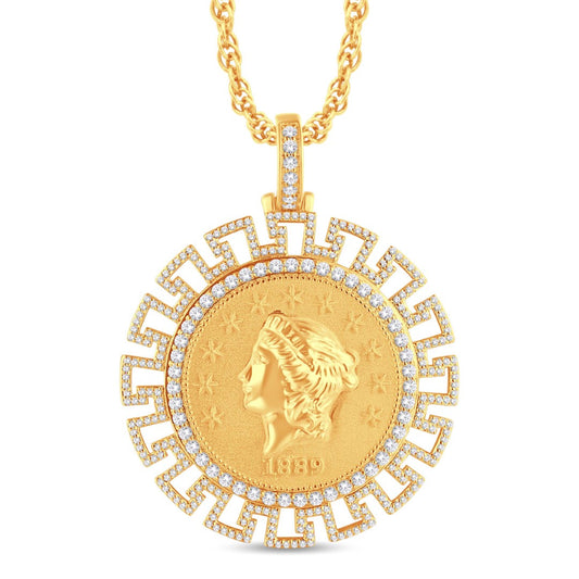 10 Karat All Yellow Gold 1.85 Carat Diamonds Fashion HipHop Pendant-1025893-ALY